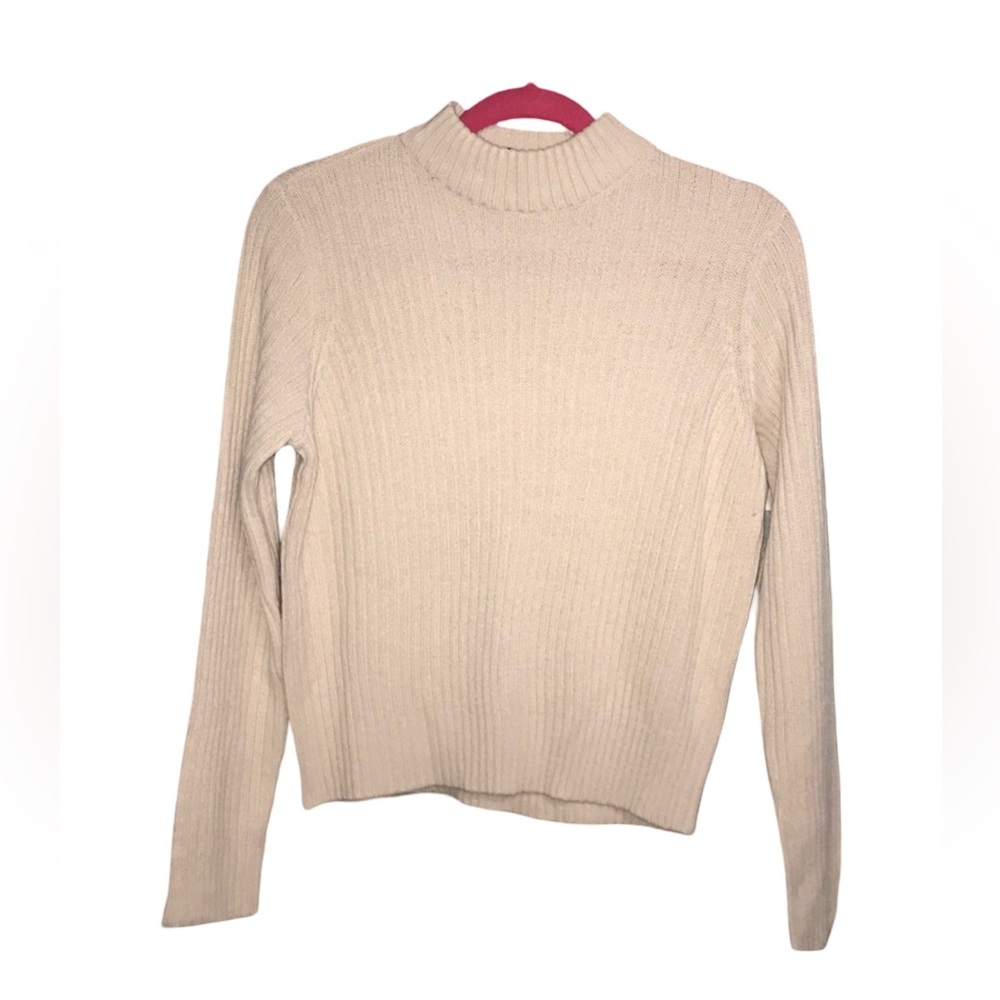 Divided Ribbed Cream Sweater - Size S